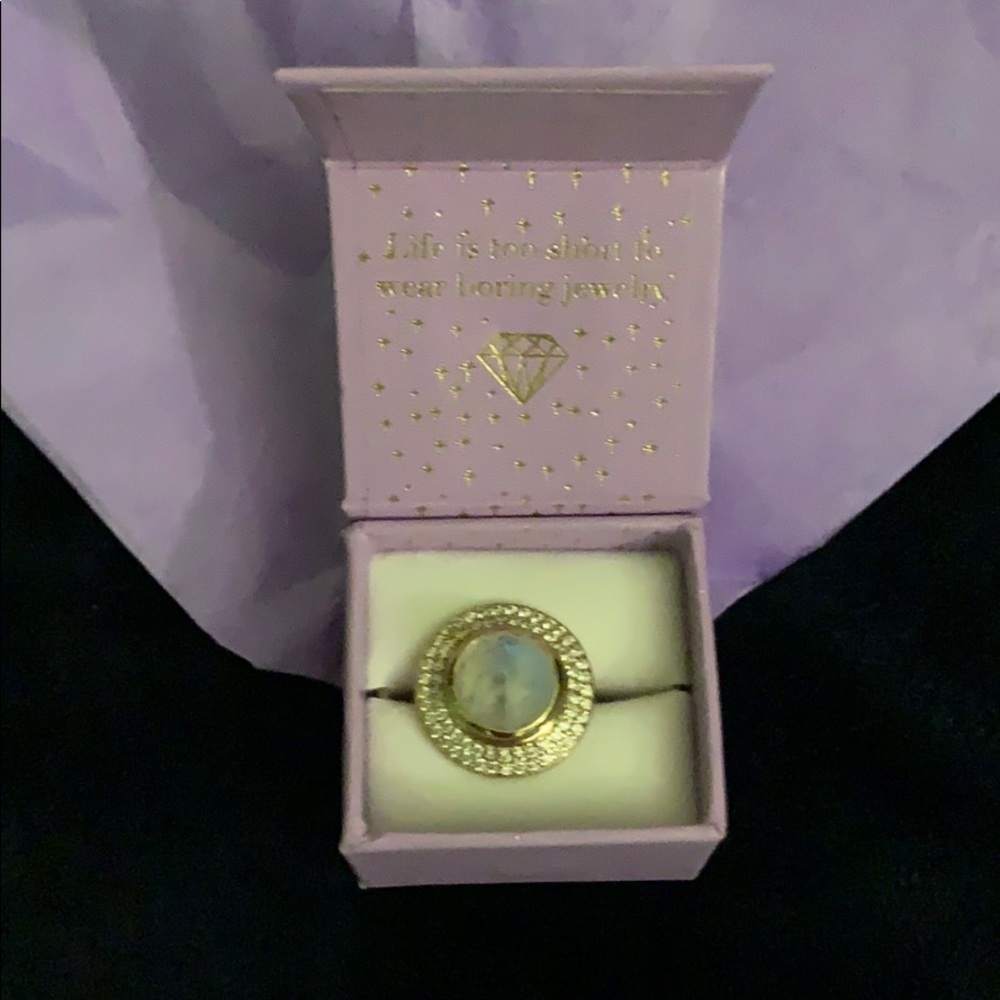 Melinda Maria Jade Pave Moonstone ring. Size 10.